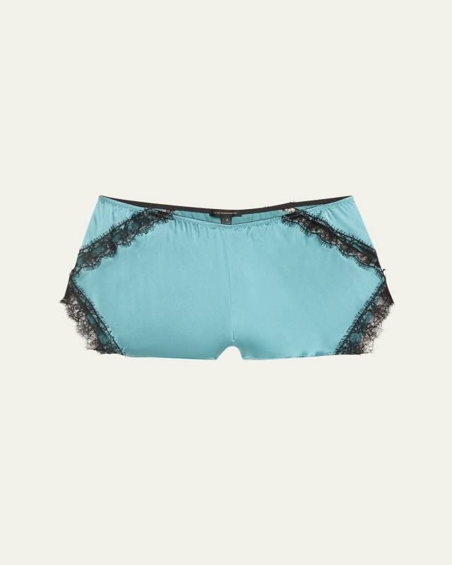 Lace-Trim Silk Shorts